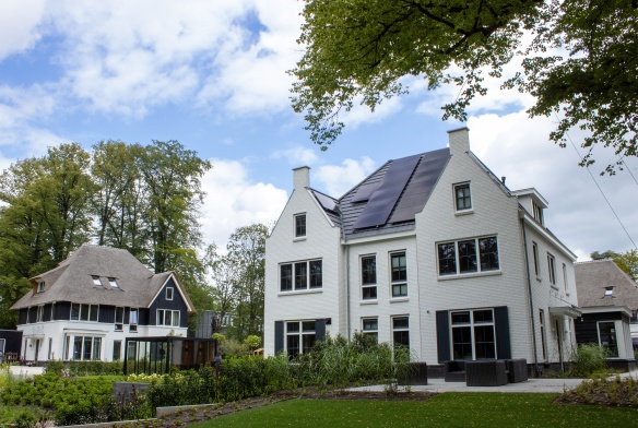 Nieuwbouw villawoningen in Hilversum - Vijver en gebouwen - TEAMWBC
