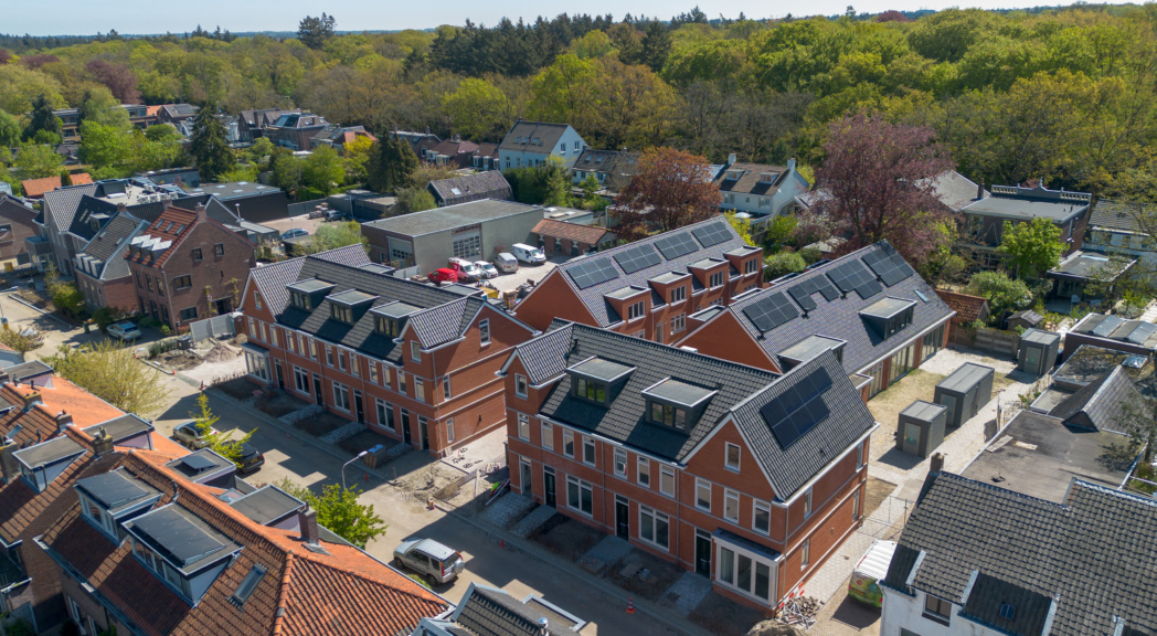 Dronebeeld nieuwbouwproject Nooitgedacht Zeist, gebouw door TEAMWBC